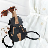 Maxbell Violin Shaped Crossbody Bag Shoulder Bag PU Leather Mini Pouch Messenger Bag Black