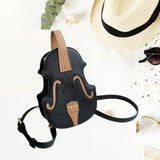 Maxbell Violin Shaped Crossbody Bag Shoulder Bag PU Leather Mini Pouch Messenger Bag Black