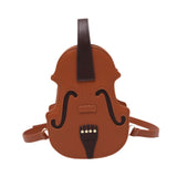 Maxbell Violin Shaped Crossbody Bag Shoulder Bag PU Leather Mini Pouch Messenger Bag Brown