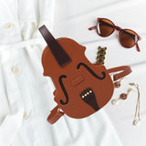 Maxbell Violin Shaped Crossbody Bag Shoulder Bag PU Leather Mini Pouch Messenger Bag Brown