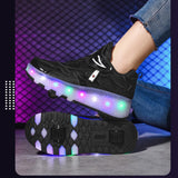 Maxbell Kids LED Roller Shoes Casual Skating Shoes with Double Wheels for Boys Girls 21cm