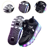 Maxbell Kids LED Roller Shoes Casual Skating Shoes with Double Wheels for Boys Girls 21cm
