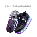 Maxbell Kids LED Roller Shoes Casual Skating Shoes with Double Wheels for Boys Girls 22cm