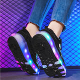 Maxbell Kids LED Roller Shoes Casual Skating Shoes with Double Wheels for Boys Girls 22.5cm
