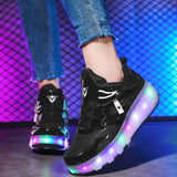 Maxbell Kids LED Roller Shoes Casual Skating Shoes with Double Wheels for Boys Girls 22.5cm