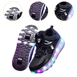 Maxbell Kids LED Roller Shoes Casual Skating Shoes with Double Wheels for Boys Girls 23cm