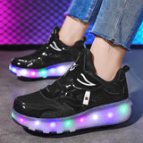 Maxbell Kids LED Roller Shoes Casual Skating Shoes with Double Wheels for Boys Girls 23.5cm