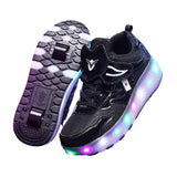 Maxbell Kids LED Roller Shoes Casual Skating Shoes with Double Wheels for Boys Girls 23.5cm