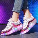 Maxbell Kids Roller Skate Shoes Gift Sneakers with 2 Wheeled for Park Running Outdoor 21.5cm