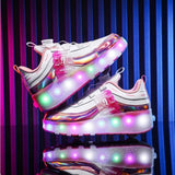 Maxbell Kids Roller Skate Shoes Gift Sneakers with 2 Wheeled for Park Running Outdoor 22cm