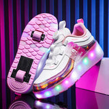 Maxbell Kids Roller Skate Shoes Gift Sneakers with 2 Wheeled for Park Running Outdoor 22.5cm