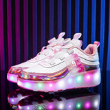 Maxbell Kids Roller Skate Shoes Gift Sneakers with 2 Wheeled for Park Running Outdoor 23cm