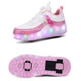 Maxbell Kids Roller Skate Shoes Gift Sneakers with 2 Wheeled for Park Running Outdoor 23cm