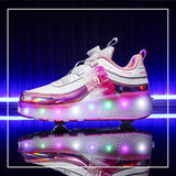 Maxbell Kids Roller Skate Shoes Gift Sneakers with 2 Wheeled for Park Running Outdoor 23cm