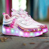 Maxbell Kids Roller Skate Shoes Gift Sneakers with 2 Wheeled for Park Running Outdoor 23.5cm