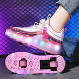 Maxbell Kids Roller Skate Shoes Gift Sneakers with 2 Wheeled for Park Running Outdoor 23.5cm