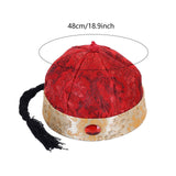 Maxbell Chinese Oriental Hat Qing Party Cosplay Cap for Theme Party Dress up Cosplay Dark Red 48cm