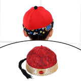 Maxbell Chinese Oriental Hat Qing Party Cosplay Cap for Theme Party Dress up Cosplay Dark Red 52cm