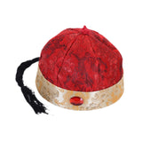 Maxbell Chinese Oriental Hat Qing Party Cosplay Cap for Theme Party Dress up Cosplay Dark Red 54cm