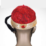Maxbell Chinese Oriental Hat Qing Party Cosplay Cap for Theme Party Dress up Cosplay Dark Red 54cm