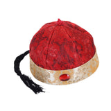 Maxbell Chinese Oriental Hat Qing Party Cosplay Cap for Theme Party Dress up Cosplay Dark Red 58cm
