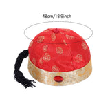 Maxbell Chinese Oriental Hat Qing Party Cosplay Cap for Theme Party Dress up Cosplay Red 48cm