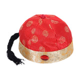 Maxbell Chinese Oriental Hat Qing Party Cosplay Cap for Theme Party Dress up Cosplay Red 48cm