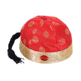 Maxbell Chinese Oriental Hat Qing Party Cosplay Cap for Theme Party Dress up Cosplay Red 48cm