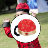 Maxbell Chinese Oriental Hat Qing Party Cosplay Cap for Theme Party Dress up Cosplay Red 50cm