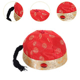 Maxbell Chinese Oriental Hat Qing Party Cosplay Cap for Theme Party Dress up Cosplay Red 52cm