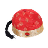Maxbell Chinese Oriental Hat Qing Party Cosplay Cap for Theme Party Dress up Cosplay Red 54cm