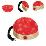 Maxbell Chinese Oriental Hat Qing Party Cosplay Cap for Theme Party Dress up Cosplay Red 54cm