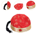Maxbell Chinese Oriental Hat Qing Party Cosplay Cap for Theme Party Dress up Cosplay Red 58cm