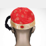 Maxbell Chinese Oriental Hat Qing Party Cosplay Cap for Theme Party Dress up Cosplay Red 58cm