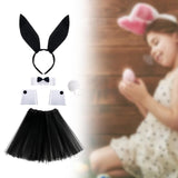 Maxbell Bunny Costume Set Cuffs Lovely Bow Tie for Halloween Themed Parties Festival Black