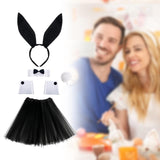 Maxbell Bunny Costume Set Cuffs Lovely Bow Tie for Halloween Themed Parties Festival Black