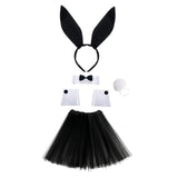 Maxbell Bunny Costume Set Cuffs Lovely Bow Tie for Halloween Themed Parties Festival Black