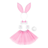 Maxbell Bunny Costume Set Cuffs Lovely Bow Tie for Halloween Themed Parties Festival Pink