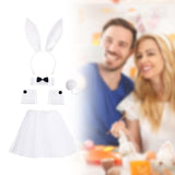 Maxbell Bunny Costume Set Cuffs Lovely Bow Tie for Halloween Themed Parties Festival White