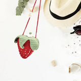 Maxbell Hand Knitted Strawberry Bag with Flower Design Handbag for Work Street Party