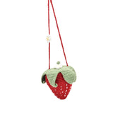Maxbell Hand Knitted Strawberry Bag with Flower Design Handbag for Work Street Party