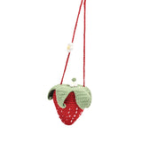 Maxbell Hand Knitted Strawberry Bag with Flower Design Handbag for Work Street Party