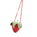 Maxbell Hand Knitted Strawberry Bag with Flower Design Handbag for Work Street Party