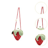 Maxbell Hand Knitted Strawberry Bag with Flower Design Handbag for Work Street Party