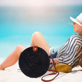 Maxbell Round Rattan Bag Casual Lightweight Fashion Boho Bag Mini Women Shoulder Bag