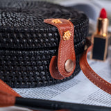 Maxbell Round Rattan Bag Casual Lightweight Fashion Boho Bag Mini Women Shoulder Bag