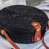 Maxbell Round Rattan Bag Casual Lightweight Fashion Boho Bag Mini Women Shoulder Bag
