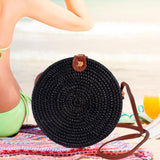 Maxbell Round Rattan Bag Casual Lightweight Fashion Boho Bag Mini Women Shoulder Bag