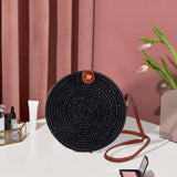 Maxbell Round Rattan Bag Casual Lightweight Fashion Boho Bag Mini Women Shoulder Bag