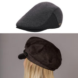 Maxbell Mens Beret Hat Casual Winter Retro Newsboy Hat for Traveling Fishing Camping Gray